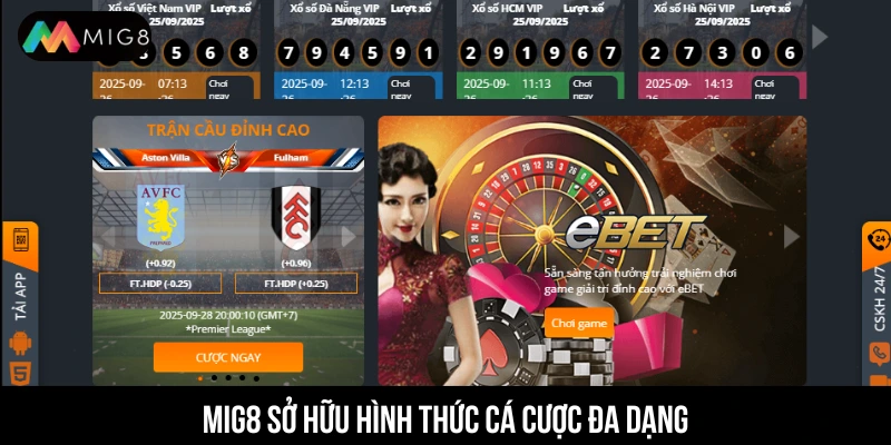 MIG8 - Nhà Cái Uy Tín Hàng Đầu Châu Á Thưởng Nạp +88k Nhà cái MIG8 đa dạng hình thức cá cược